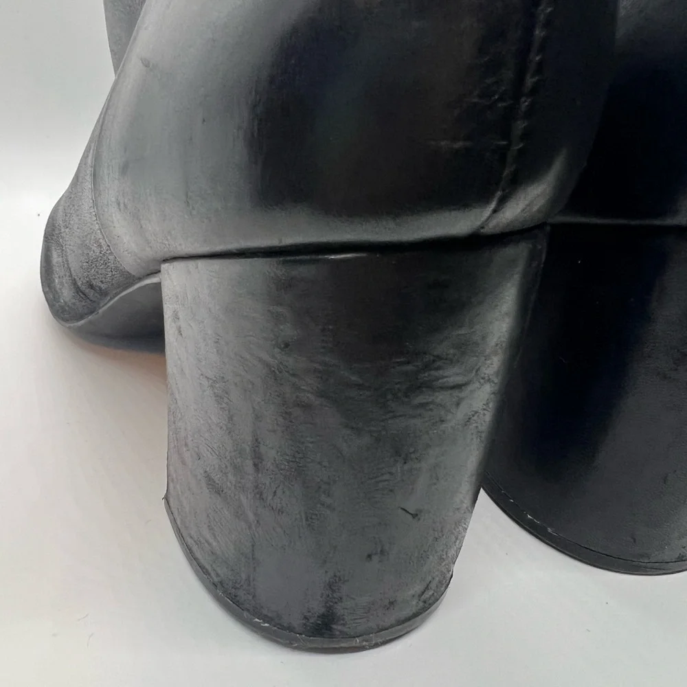 Steve Madden Black Leather Block Heel Ankle Boots Booties Sz 9 - Picture 5 of 11